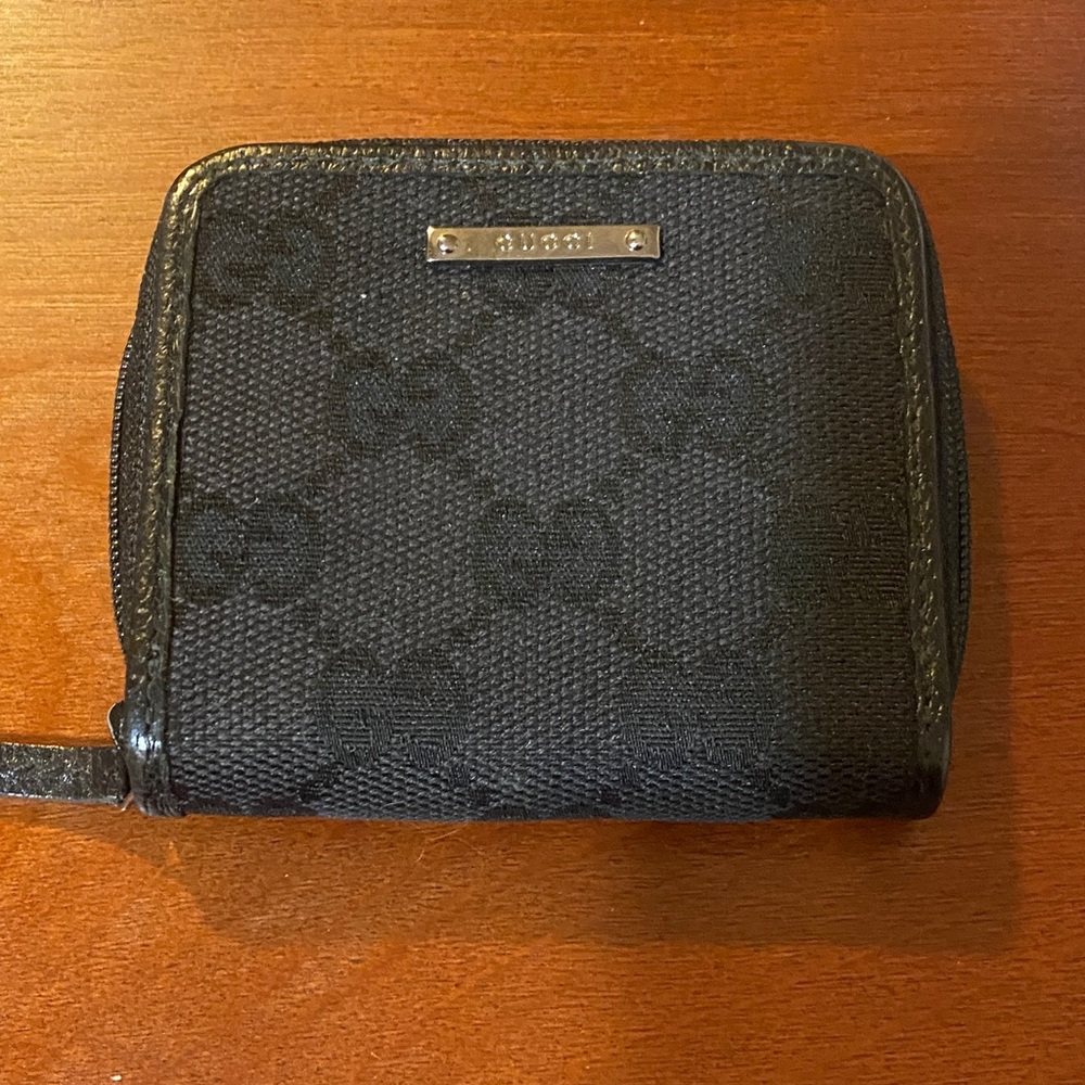 Gucci Black Canvas Compact Wallet